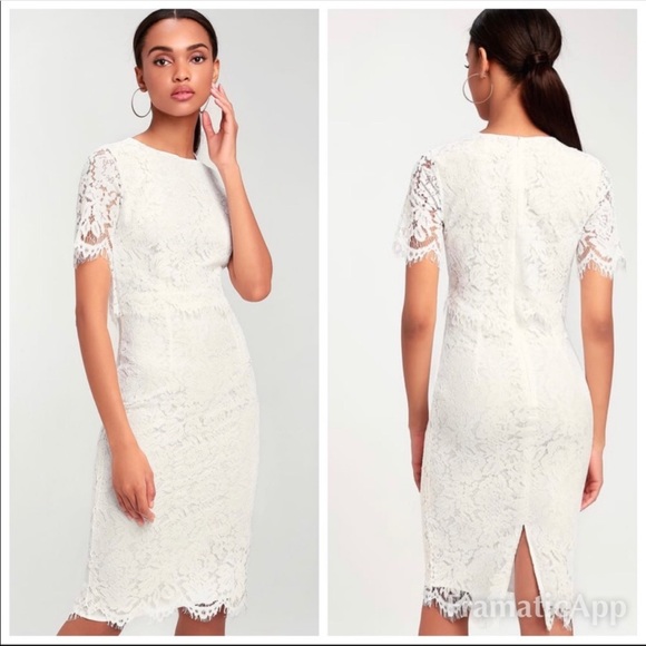 white short sleeve midi dress